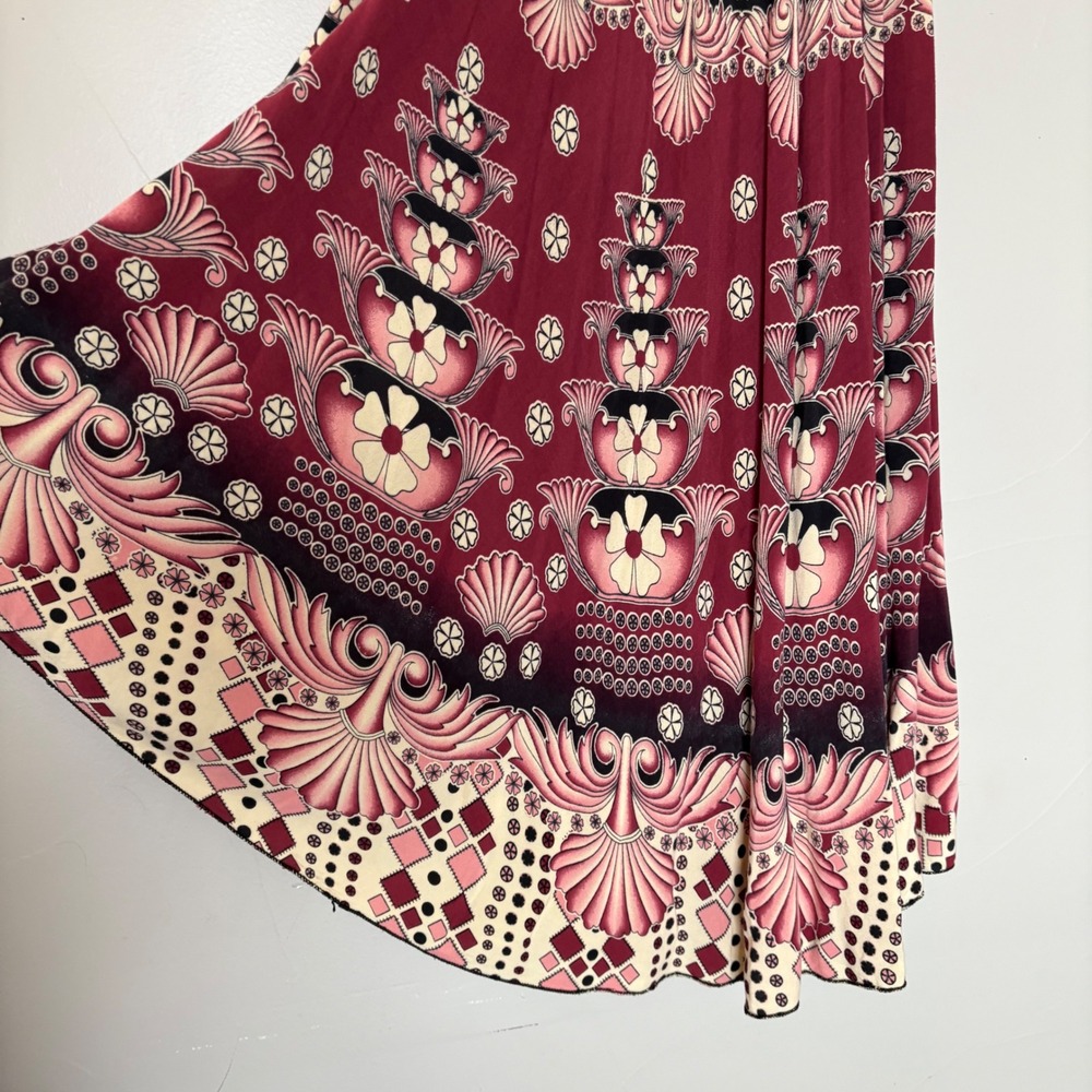 Printed Maxi Dress in Burgundy and Cream - Picture 3 of 12